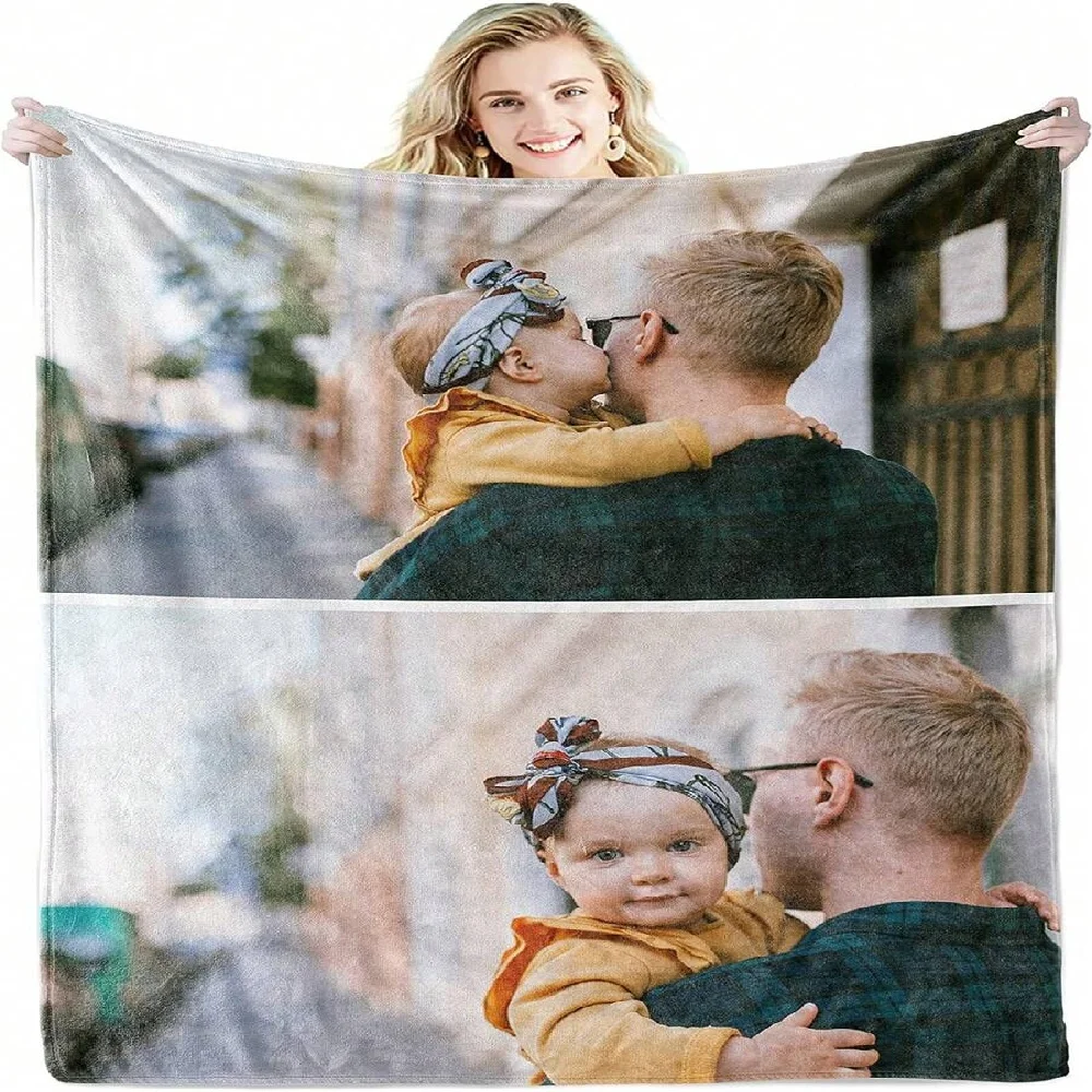 Customized Blanket With 1/many Photos And Text Collage, Personalized Gift For Birthday/Anniversary/Wedding/Halloween/Christmas