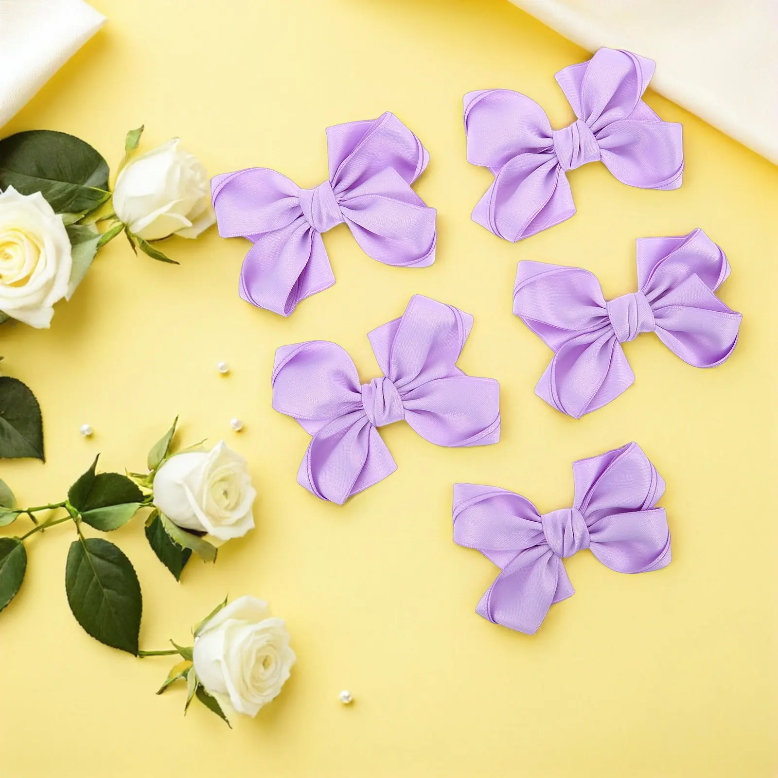 

5 шт. Детские аксессуары для волос: фиолетовые банты, нескользящие заколки-ленты для девочек, для вечеринок, школы, танцев, фотосессий