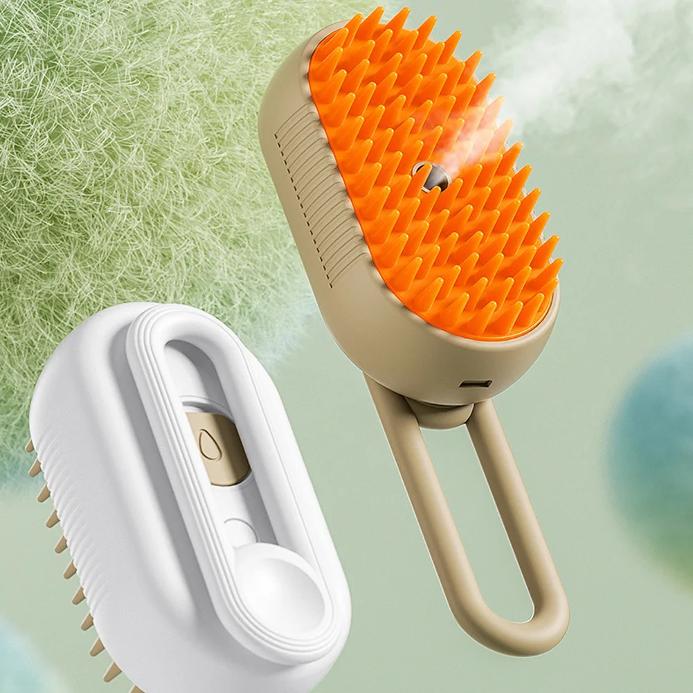 

Rechargeable Self Cleaning Steam Cat Brush with Leave-In Serum Cat Brush Electric Massage Cat Brush for Dogs Cats