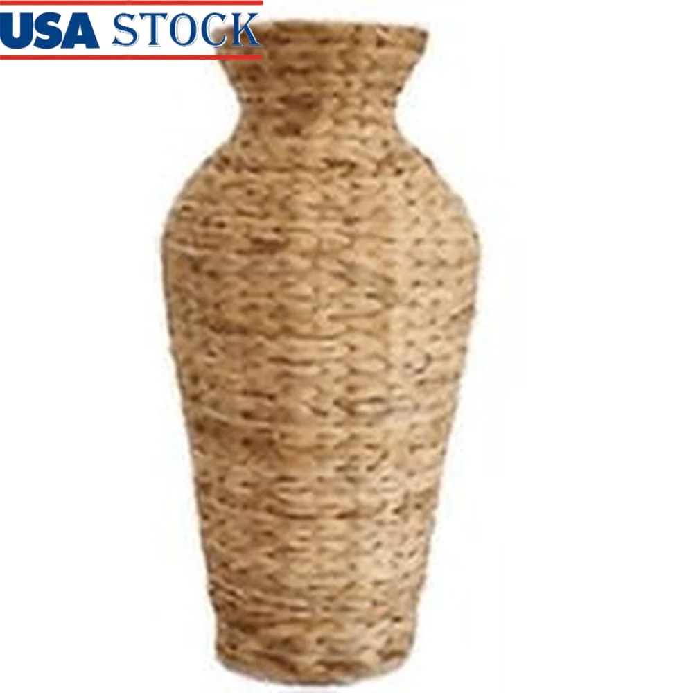 

Natural 22 Inch Large Woven Water Hyacinth Floor Vase Decorative Home Accent Dried Faux Plants Entryway Living Room