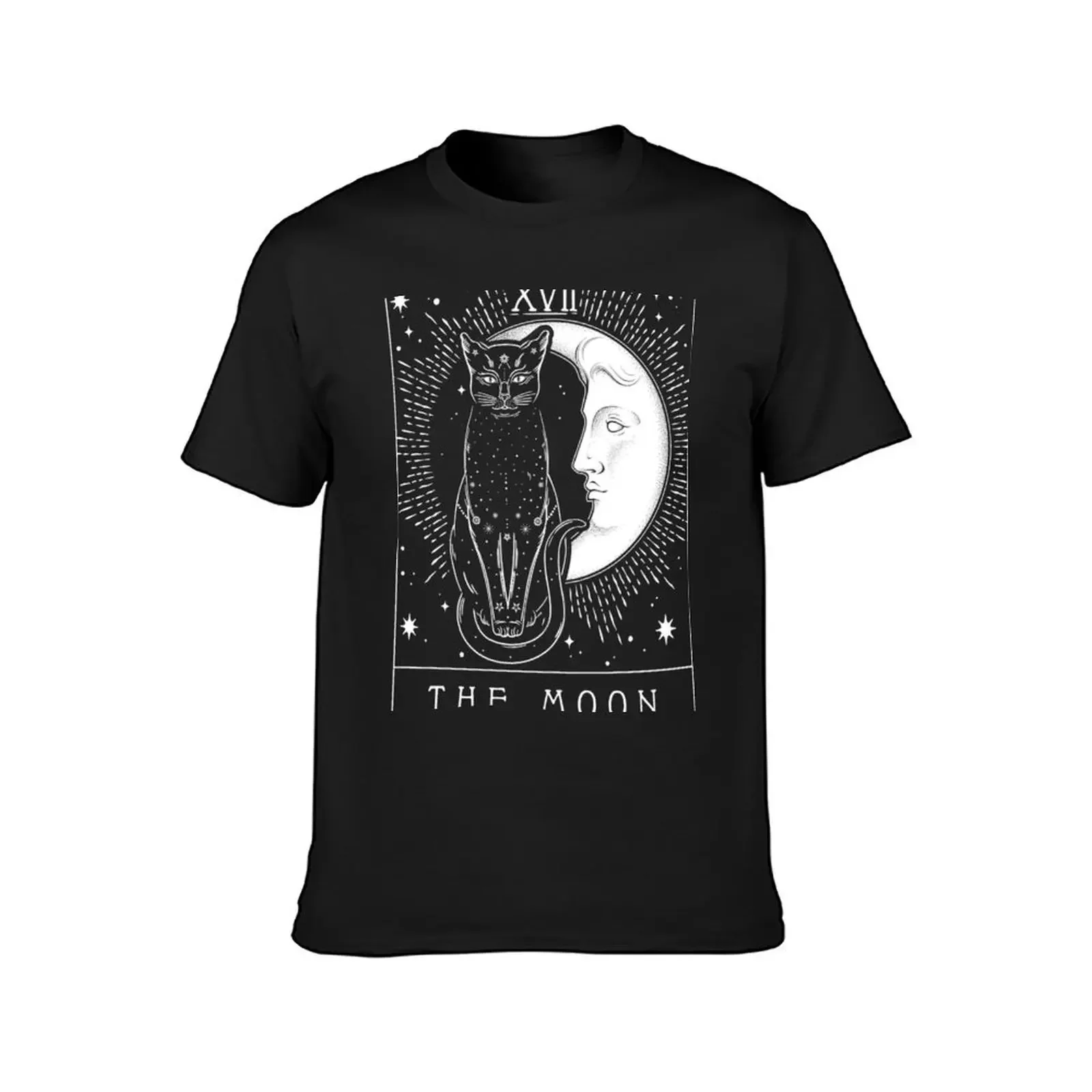 Tarot Card Crescent Moon And Cat Graphic Long Sleeve T-Shirt customizeds men t shirt