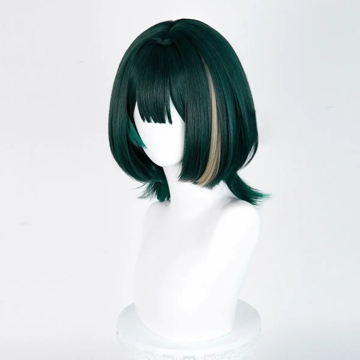 Peruka Cosplay Nefer Genshin Impact, ciemnozielony fryzurka bob dla kobiet i mężczyzn, peruka na Comic-con, imprezę, występ, akcesoria do przebrania.