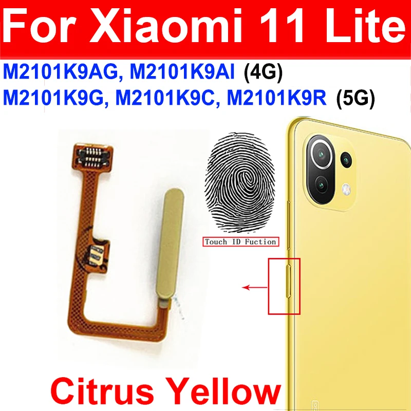 Fingerprint Sensor Home Touch ID Return Flex Cable With Power Side Button For Xiaomi Mi 11 Lite M2101K9AG Mi 11 Lite 5G M2101K9G