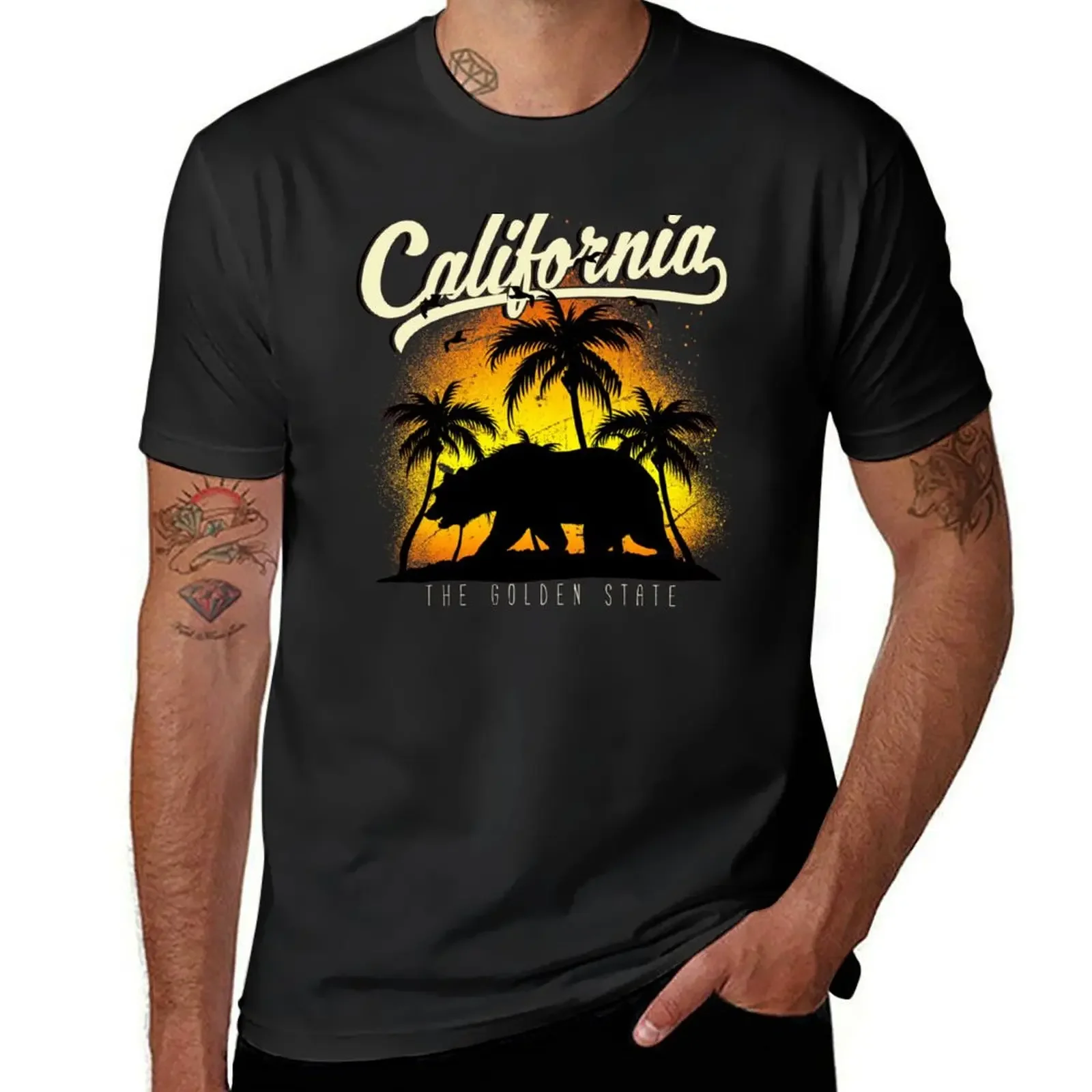 California Dreamin ~ Bear with Palm Trees T-Shirt vintage clothes korean fashion shirts graphic funny t shirts men