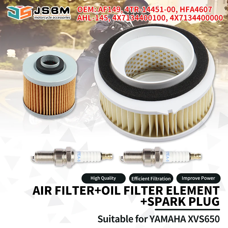 

JSBM Motorcycle Accessories Air Filter Oil Filters Spark Plug For Yamaha V-star 650 XVS650 1998 1999 2000 2001 2002 2003 - 2011