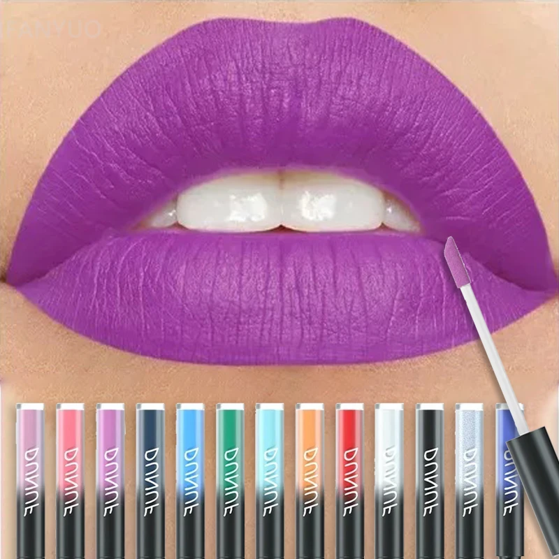 32 Farben Lippenstift Sexy Matt Langanhaltender Lipgloss Feuchtigkeitsspendend Nicht-klebend Party Lila Blau Schwarz Hochpigmentierte Lippenglasur