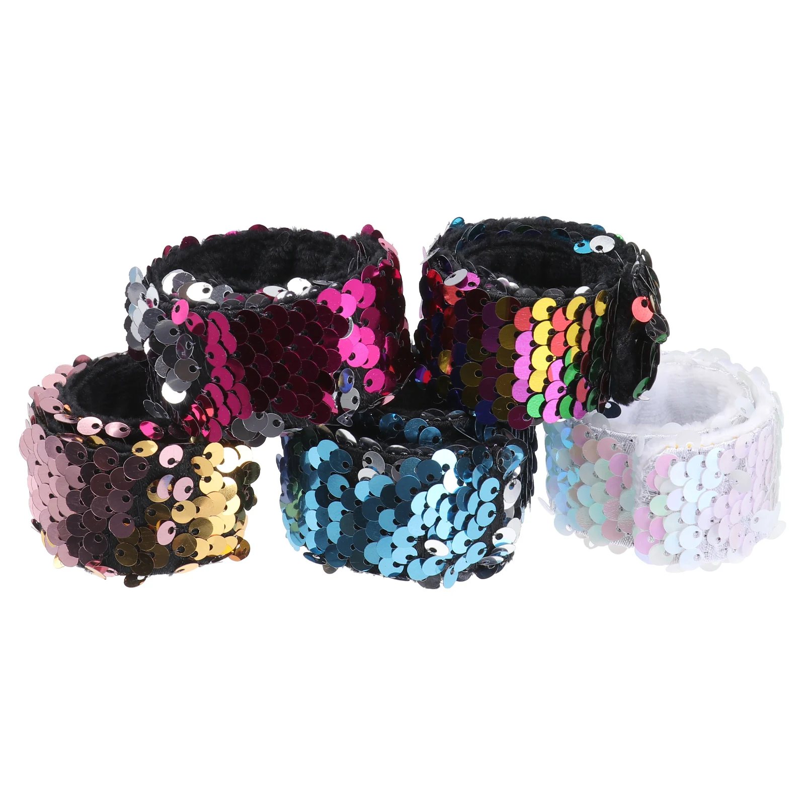 

5pcs Slap Bracelets Sequin Slap Bracelets Colorful Mermaid Princess Toy Kids Jewelry Fun Creative Play Accessories