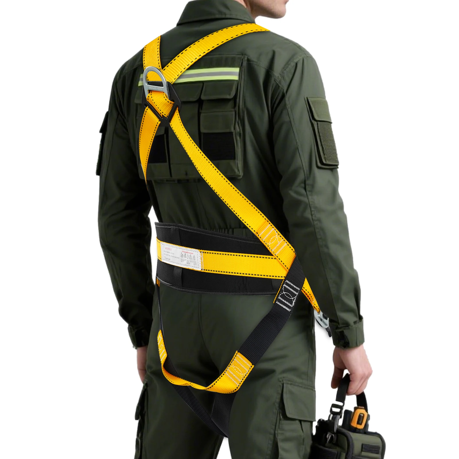 حزام أمان للحماية من السقوط لكامل الجسم، حزام أمان 5 نقاط مع حبل، نظام إيقاف السقوط بسعة 4850 رطلًا للبناء