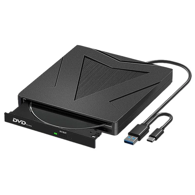 CABE-Portable External CD/DVD Burner Writer Recorder USB 3.0+ /-RW Drive Slim DVD/CD-ROM For Laptop Desktop PC