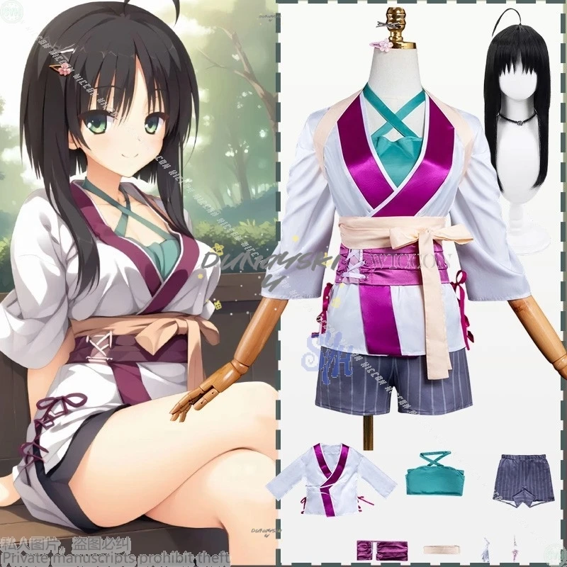 

Хитачи Мако Косплей Костюм Galgame Senren * Банка Аниме Сексуальные Короткие Японские Кимоно Брюки Прекрасные Каваи Лоли Парики Хэллоуин Вечеринка