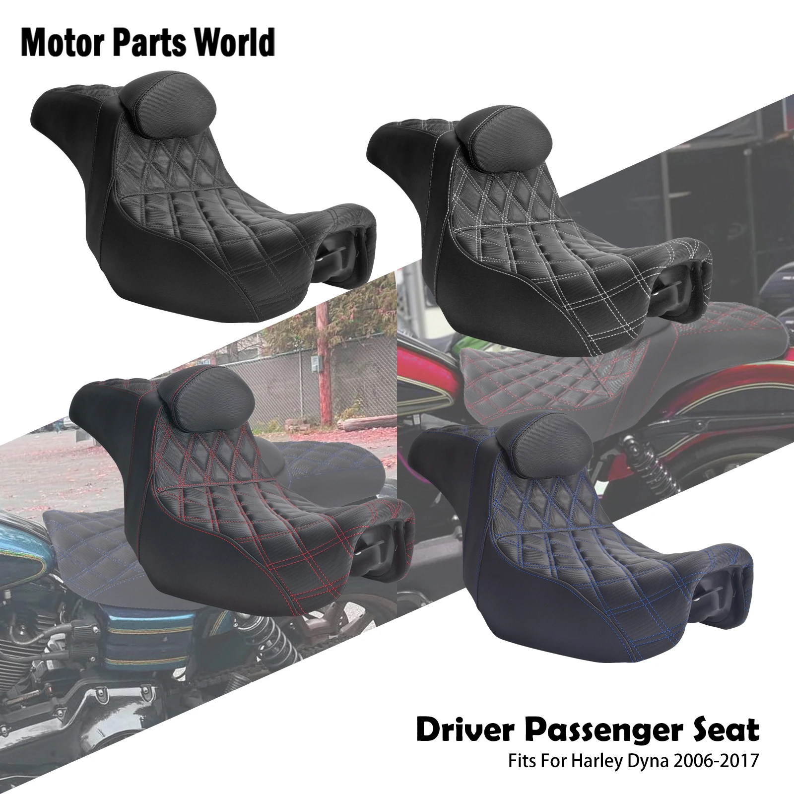 

Two-Up Seat Motorcycle Front Rear Driver Passenger Seat Backrest Cushions Seat For Harley Dyna Low Rider Street Bob 06-17