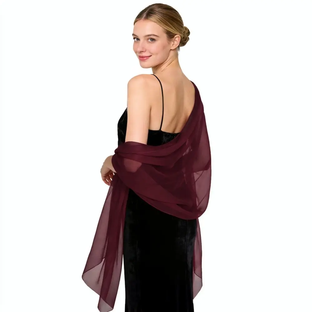 Elegant Chiffon Scarf Wrap For Evening Party Wedding Dress Bridesmaid Shawl Soft Lightweight Breathable Stole Fashion Cape