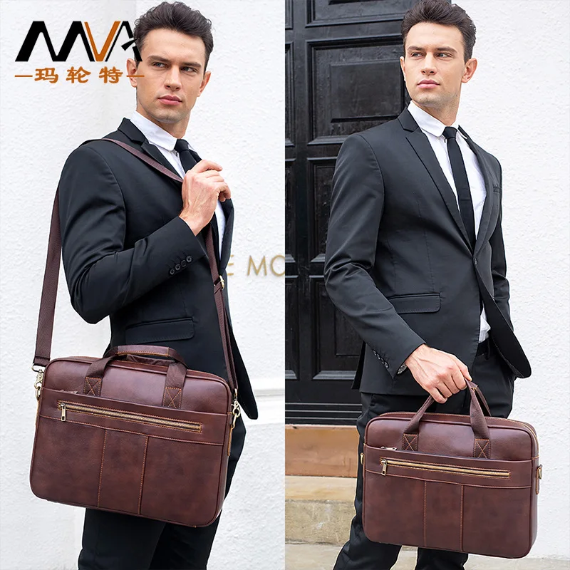 

Men's Genuine Leather Vintage Crossbody Bag Briefcase Business Men's Bag Top Layer Cowhide Handheld Laptop Bag Large Capacity