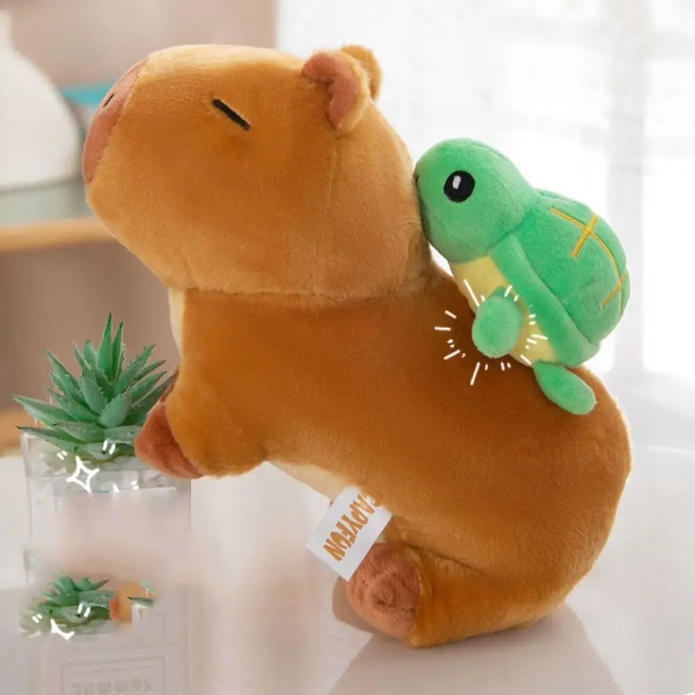 Peluche Capybara avec tortue, jouet doux, simulation Capybara, beurre, dessin animé, anime moelleux, Noël, 25cm