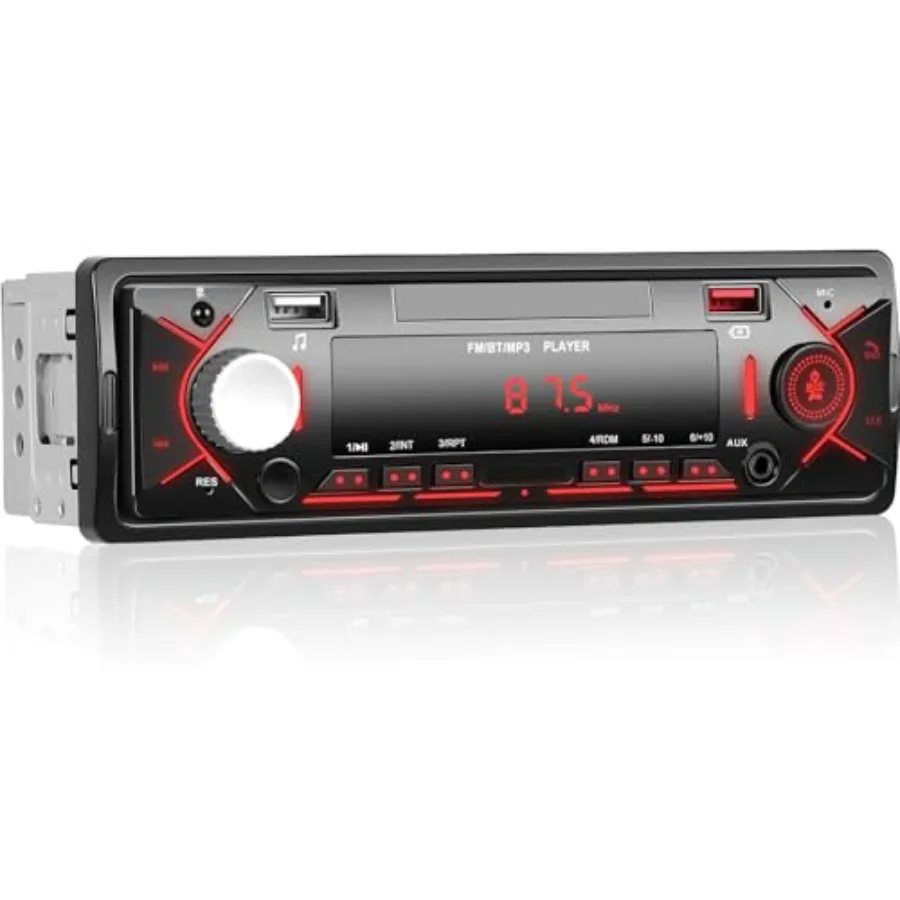 

1 Din Car Stereo MP3 Single Din Player Multimedia Player Support Bluetooth/FM/ColorLights USB/SD/AUX Input/Quick Charge/EQ Auto