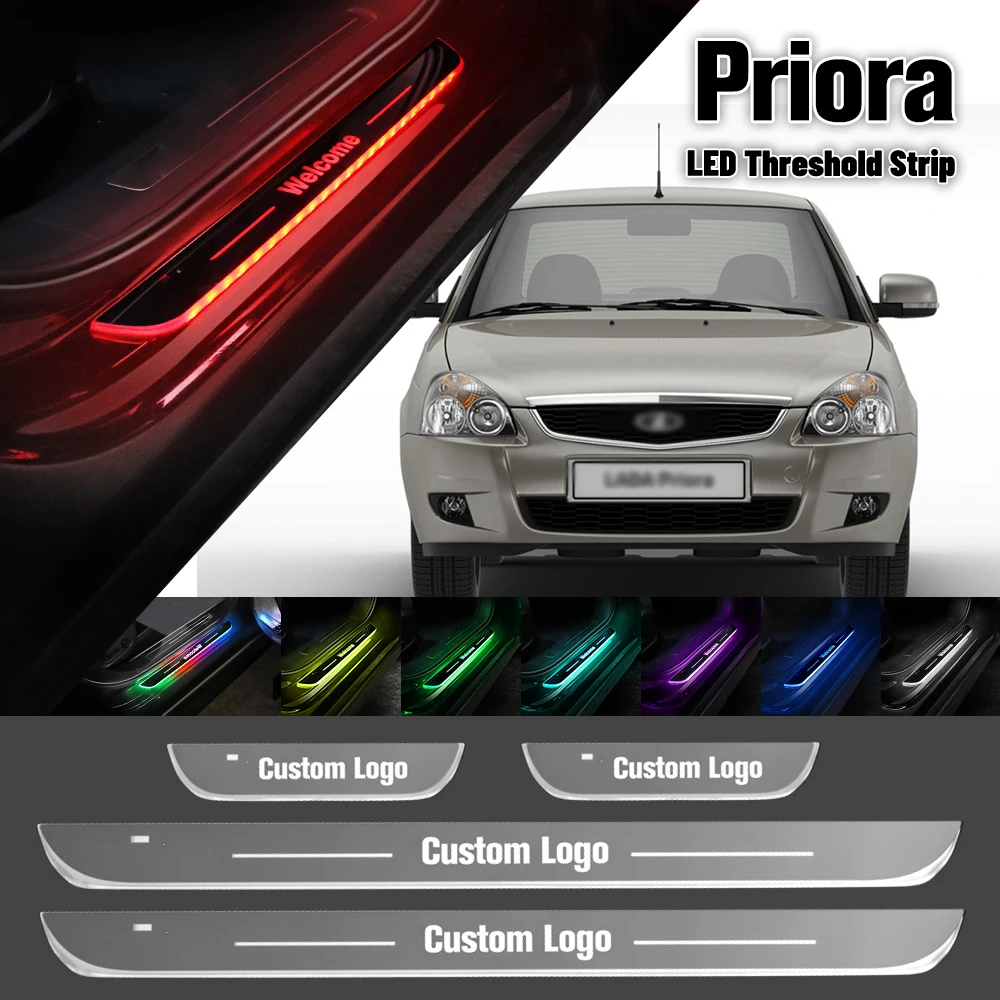 

For Lada Priora 2170 2171 2172 2007-2018 Car Door Sill Light Customized Logo LED 2017 Welcome Threshold Pedal Lamp Accessories