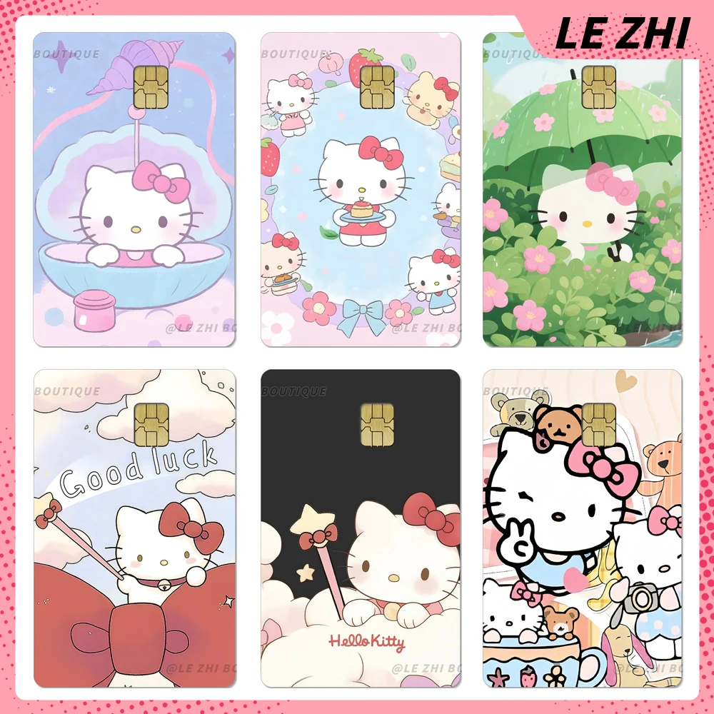 

Kawaii Cartoon Sanrio Hello Kitty Pvc Waterproof Credit Card Skin Stickers Shining Rainbow Star Love Protective Film Sticker