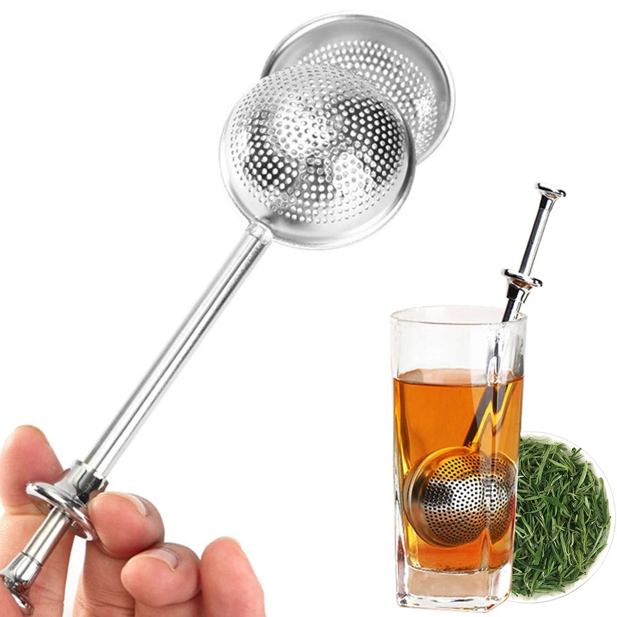 Tea Ball Infuser for Loose Tea Stainless Steel Mesh Tea Strainer Long-Handle Tea Steeper Reusable Tea Interval Diffuser Tea