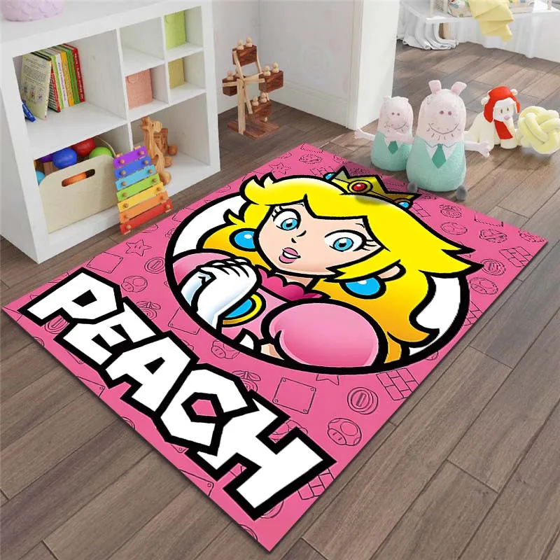 Super Mario Princess Peach Print Carpet Rug for Home Living Room Bedroom Sofa Doormat Decor Non-slip Floor Mat Girls Room Decor