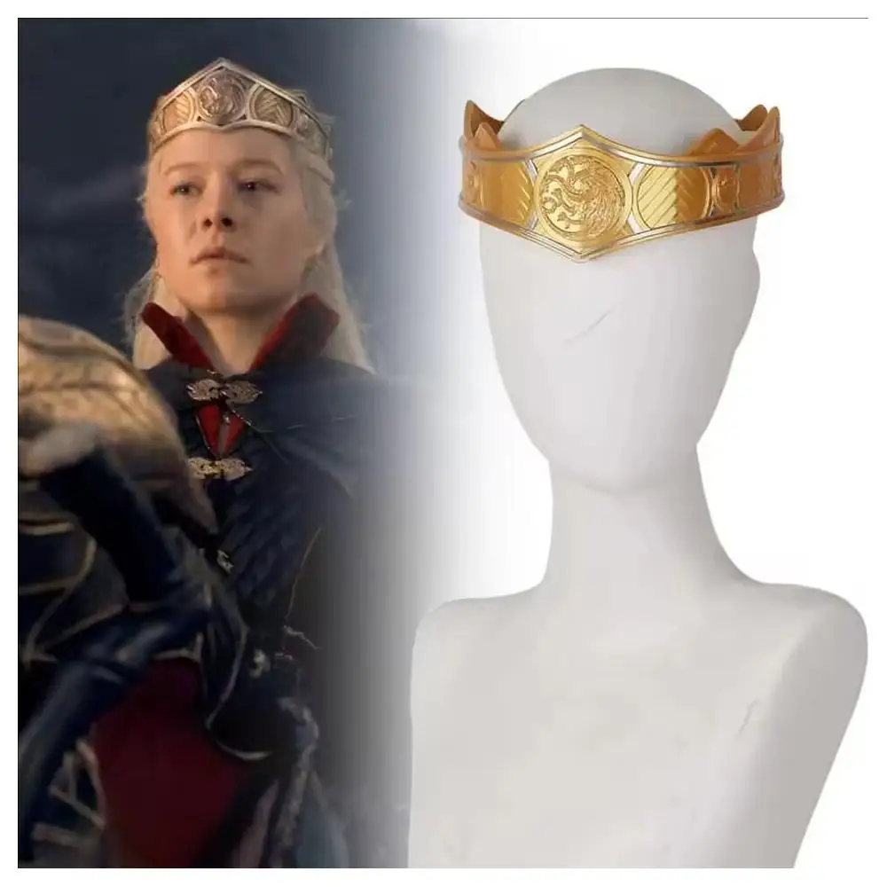 New House of The Dragon Family Rhaenyra Targaryen Cosplay Headwear Unisex Golden Crowns Halloween Hair Accessories Props Toy