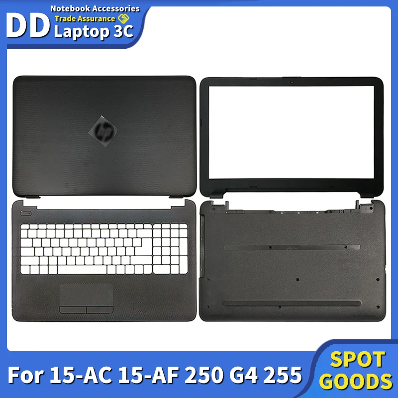 

New Laptop LCD Back Cover Front Bezel Hinges Palmrest Bottom Case Original For HP 15-AC 15-AF 250 G4 255 813925-001 Black