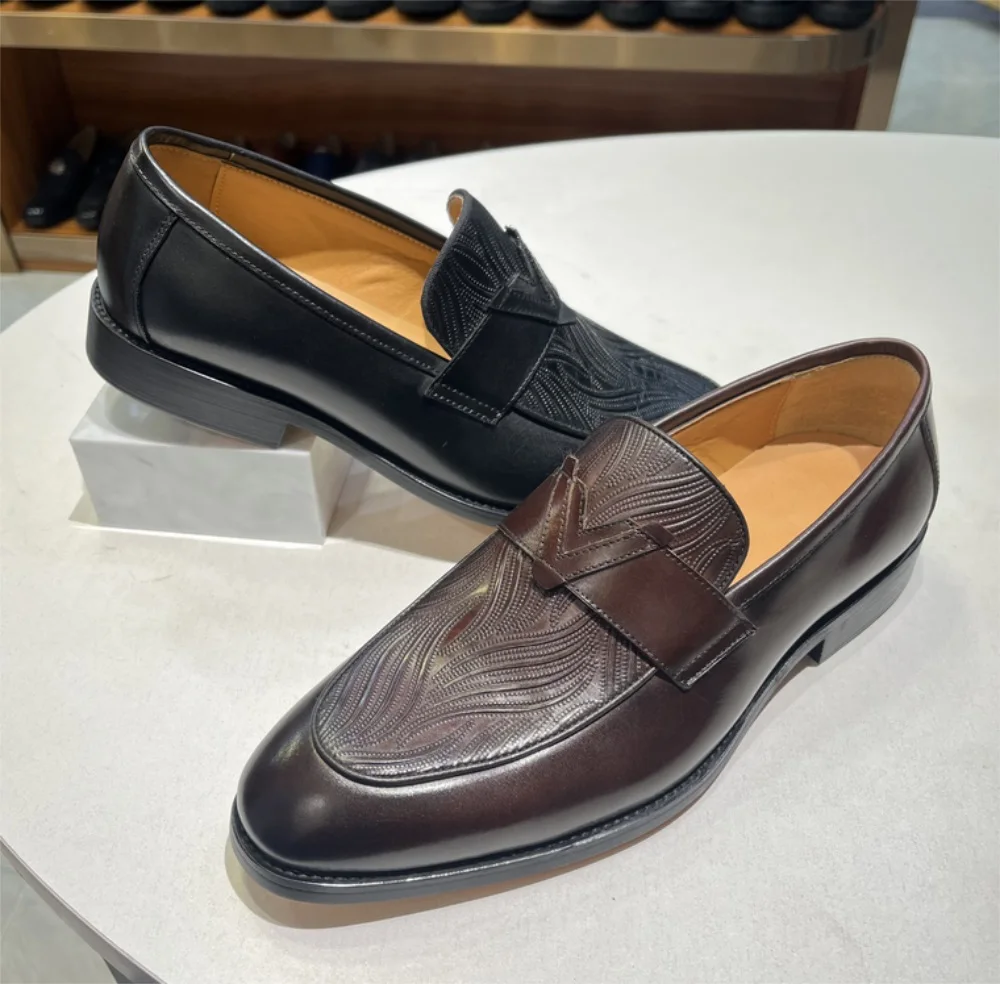 Men\'s Luxury Casual Monk Strap Shoes Cow Leather Crocodile Print Slip-On Loafers Formal Dress Shoes for Wedding Party