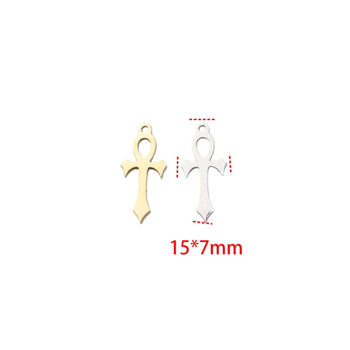 304L 10pcs Stainless Steel Cross Fashion Jewelry Accessory Charms Bracelet DIY Handcraft PVD Vacuum Plate Waterproof