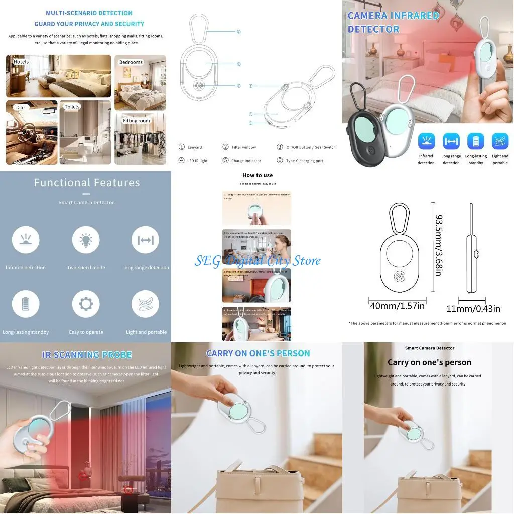 

U75B T02 Wifi Detection Alarm Camera Sweeper Functional Detector For Travel