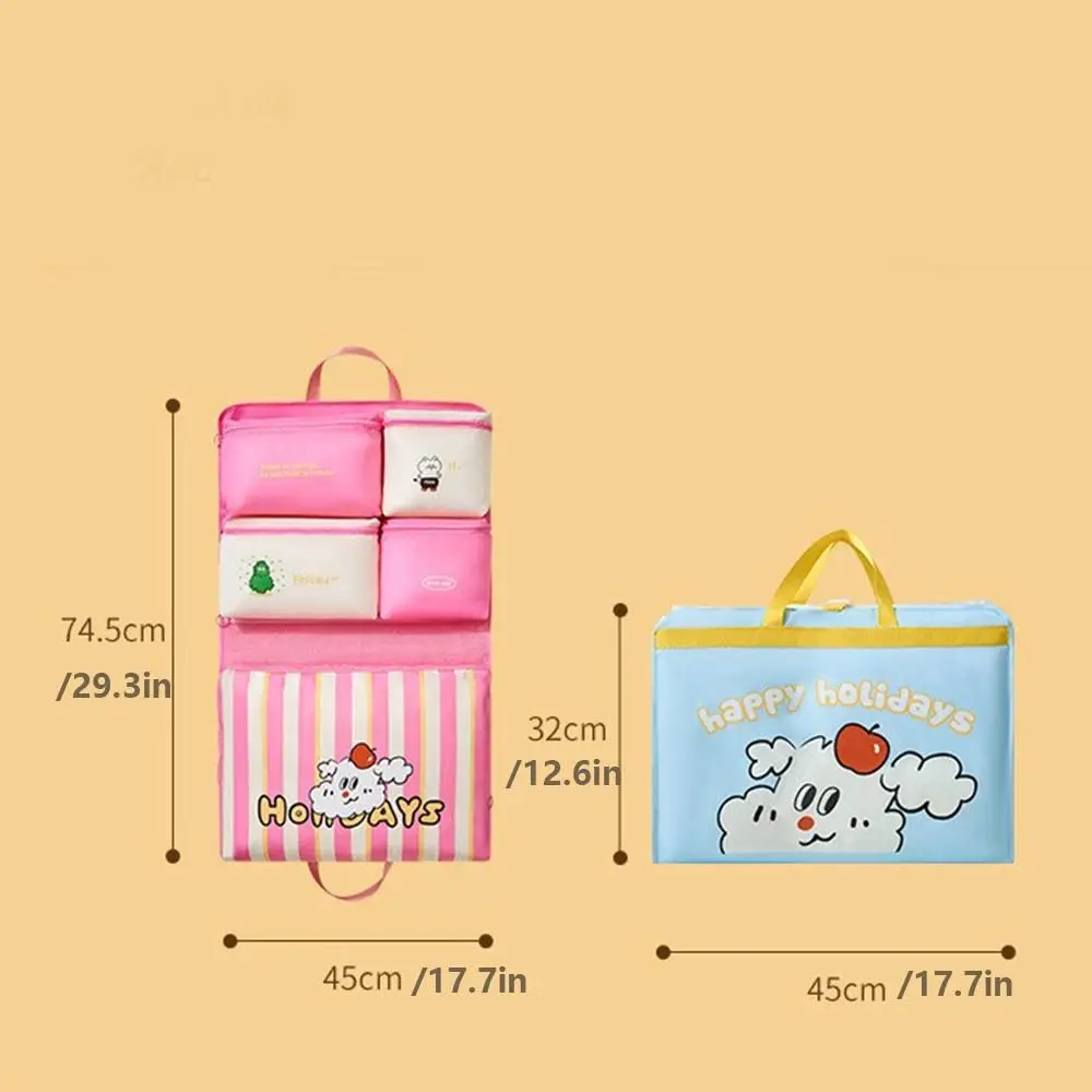 Large Capacity Travel Storage Bag Divided Storage Hanging Luggage Organizing Bag Foldable Space Saving Handheld Sorage Bag