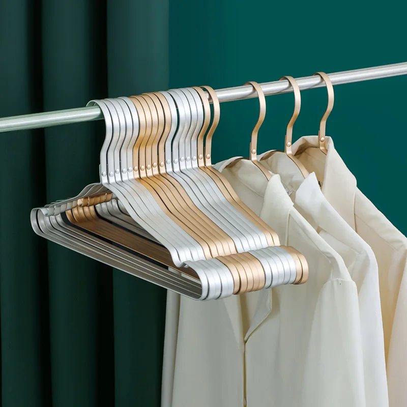 

New Solid Aluminum Alloy Clothes Hangers Laundry Storage Drying Racks Wardrobe Organizer Space Saver 10pcs Coat Pants Hanger