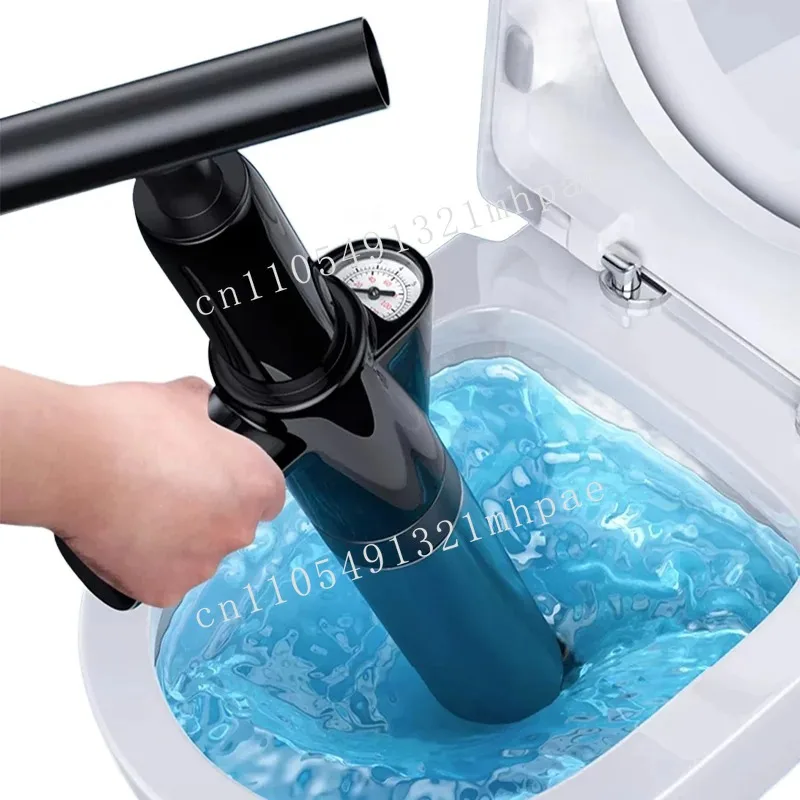 Enhanced High Pressure Air Drain Injector Bathroom Sink Sewer Drain Jam Removal Tool Stainless Steel Toilet Plunger Pipe Dredger