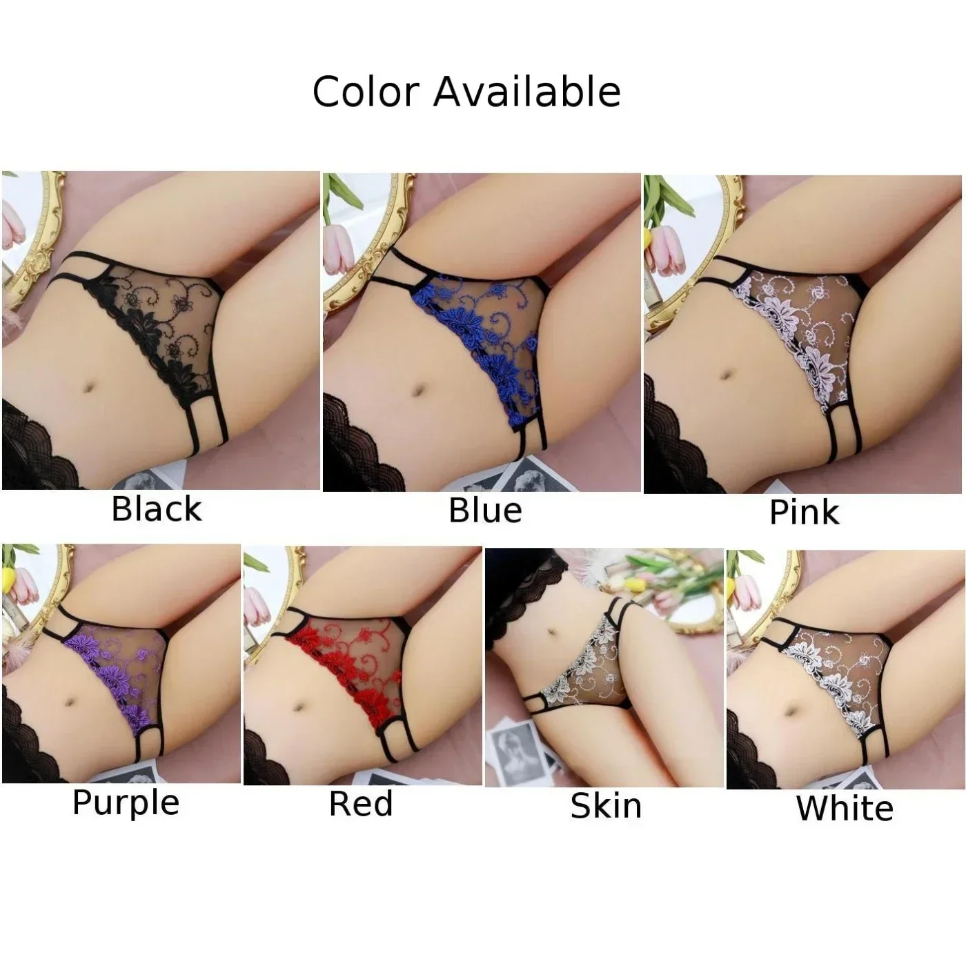 Women Sheer Lace Mesh Briefs See Through Underwear Soft Transparent Underpants Ladies Breathable Panties Erotic Lingerie