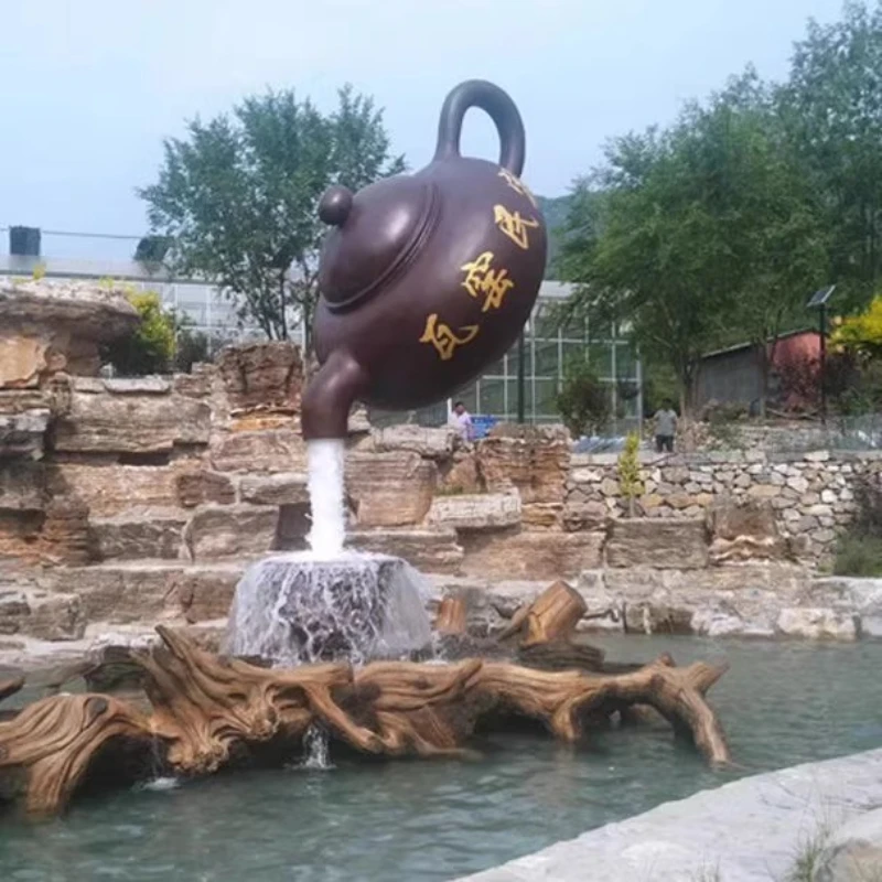 FRP sky pot flowing water ornament courtyard outdoor landscape large fountain