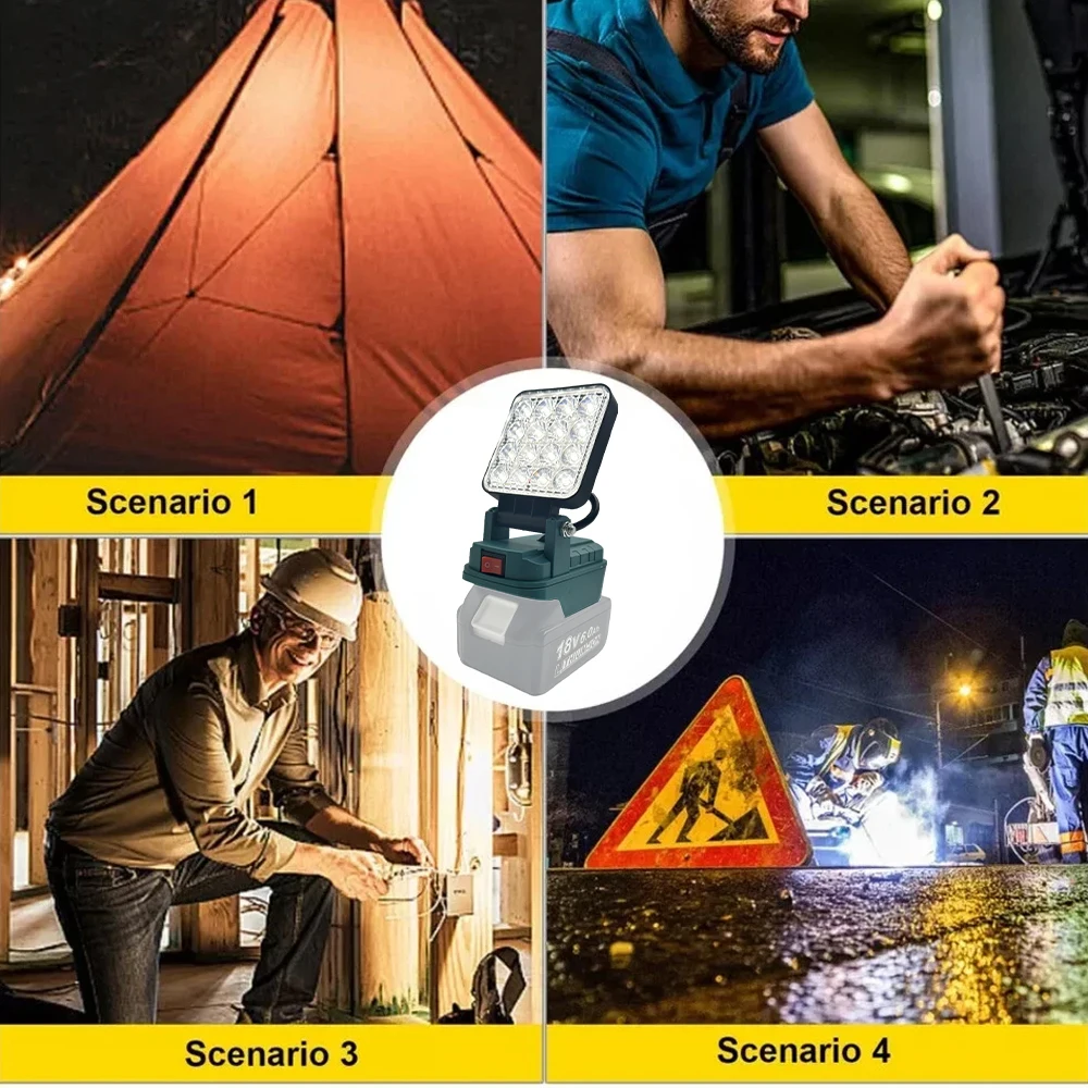 3 Zoll Kabellose LED-Arbeitsleuchte für Makita 14,4-18V Li-Ionen-Akku Dual USB Verstellbare Camping-Notlampe Ohne Akku – Detail 14
