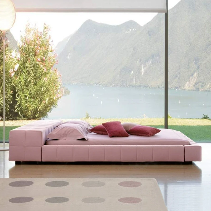 ⁕yItalian Design Luxury Fabric Bedroom Furniture Modern Upholstered Leather Bedroom Bed