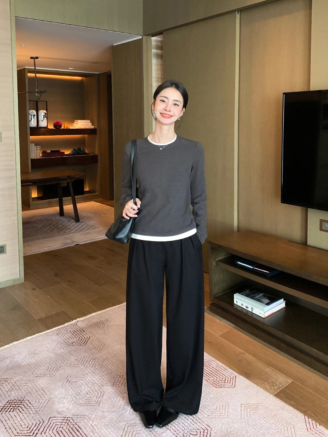 

Классические универсальные прямые брюки для женщин, свободные широкие брюки для офиса, качественные и модные