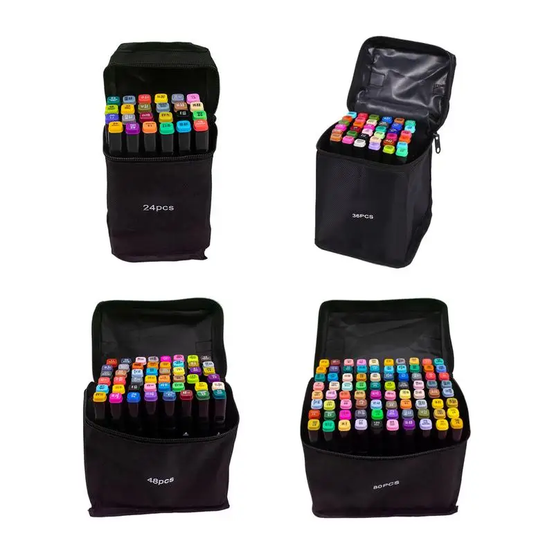 

Oily Art Marker Pen Set Double Headed Coloring Sketching Permanent Drawing Markers Pen With Carrying Case