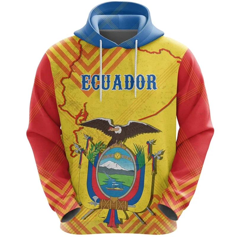 

Ecuador Flag Map Graphic Sweatshirts Ecuadorian National Emblem Hoodies For Men Clothes Casual Male Hoody Sport Pullovers Tops