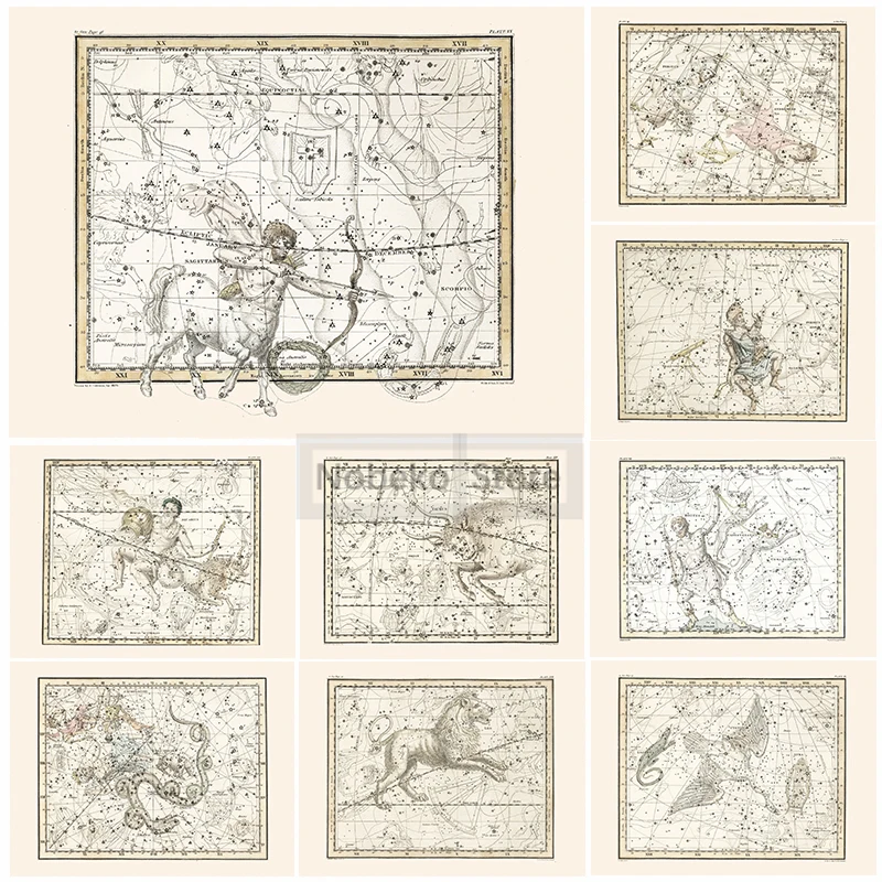 Star Map Poster - Zodiac Map Astrology Map Poster Astrology