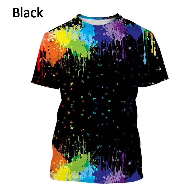 New Color Splash Ink Drip Colorful 3D Printed T-shirt Men and Women Casual Short-sleeved T-shirt