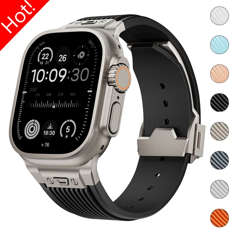 

Силиконовый спортивный ремешок для Apple Watch Band Ultra 2 49 мм серии 10 46 мм 9 8 7 45 мм 6 5 4 SE 44 мм 42 мм Резиновый браслет Correa Belt