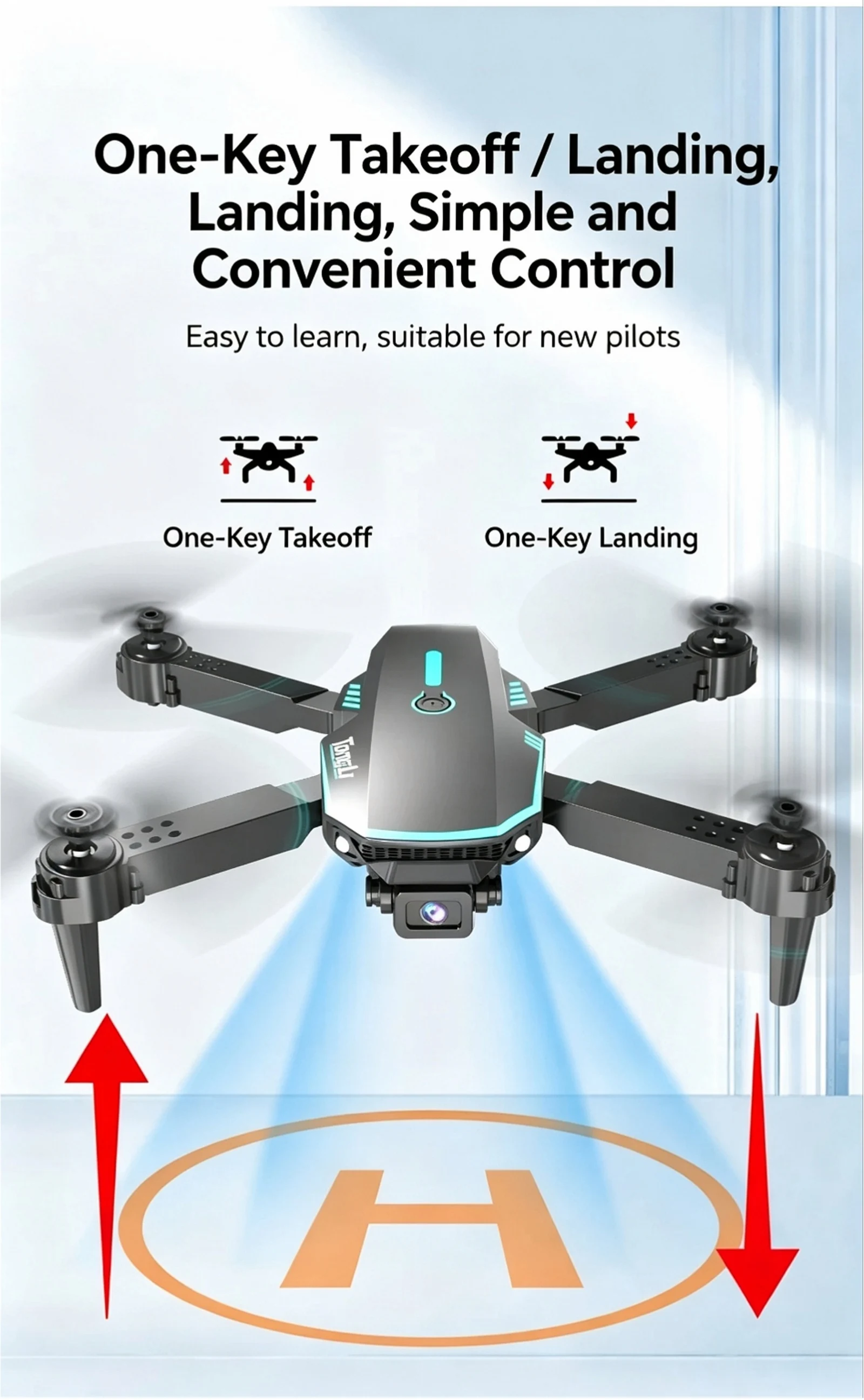 TONGLI Foldable Drone RC Quadcopter with 3.1‑Inch Large‑Screen Remote Control Single‑Camera Aerial Version One‑Key Takeoff Gesture Photo Headless Mode Long Battery Life Long‑Range Portable FPV Aircraft for Teen & Adult Beginners Ideal Photography Gift
