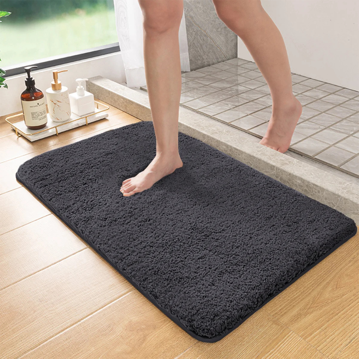 

Long hair absorbent bathroom mat furry shower room foot wiping toilet non-slip mat entrance