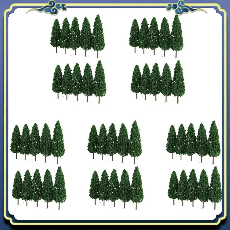 A56P-50Pcs de pinos 1:25, modelo de tren, edificio de ferrocarril, modelo verde de árbol para escala O G, paisaje de Diorama de ferrocarril 1/25