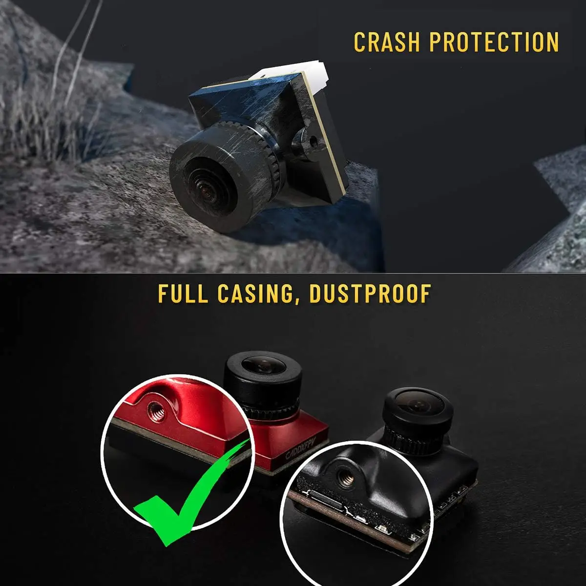 CADDX マイクロ FPV カメラ Ratel 2 4.5-36V 1200TVL 160 °   FOV 2.1mm スターライトセンサーカメラ NTSC & PAL CVBS 出力 RC ドローンモデル用