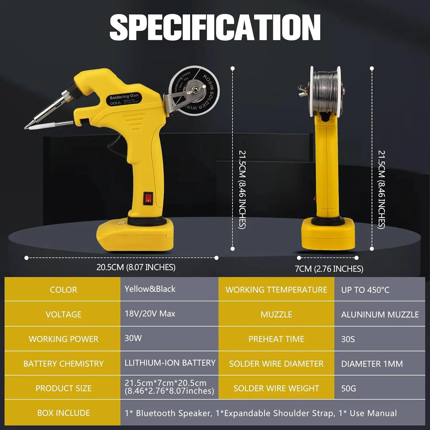 Saldatore Cordless da 30W per batteria Dewalt 20V Kit pistola per saldatura ad alimentazione automatica con punte per saldatura da 5 pezzi (senza