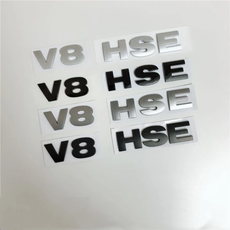 Emblema de letras 3D ABS V8 HSE, insignia para Land Rover Discovery 3 4 Freelander 2, pegatina trasera para maletero de coche