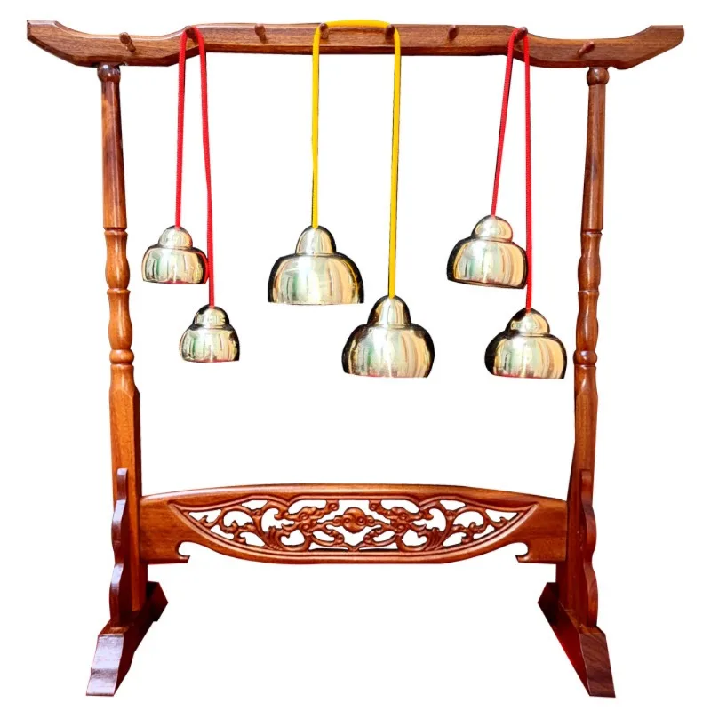 Professional ring copper size bell copper flinger special with rope bell red sandalwood handle bell mahogany hanger