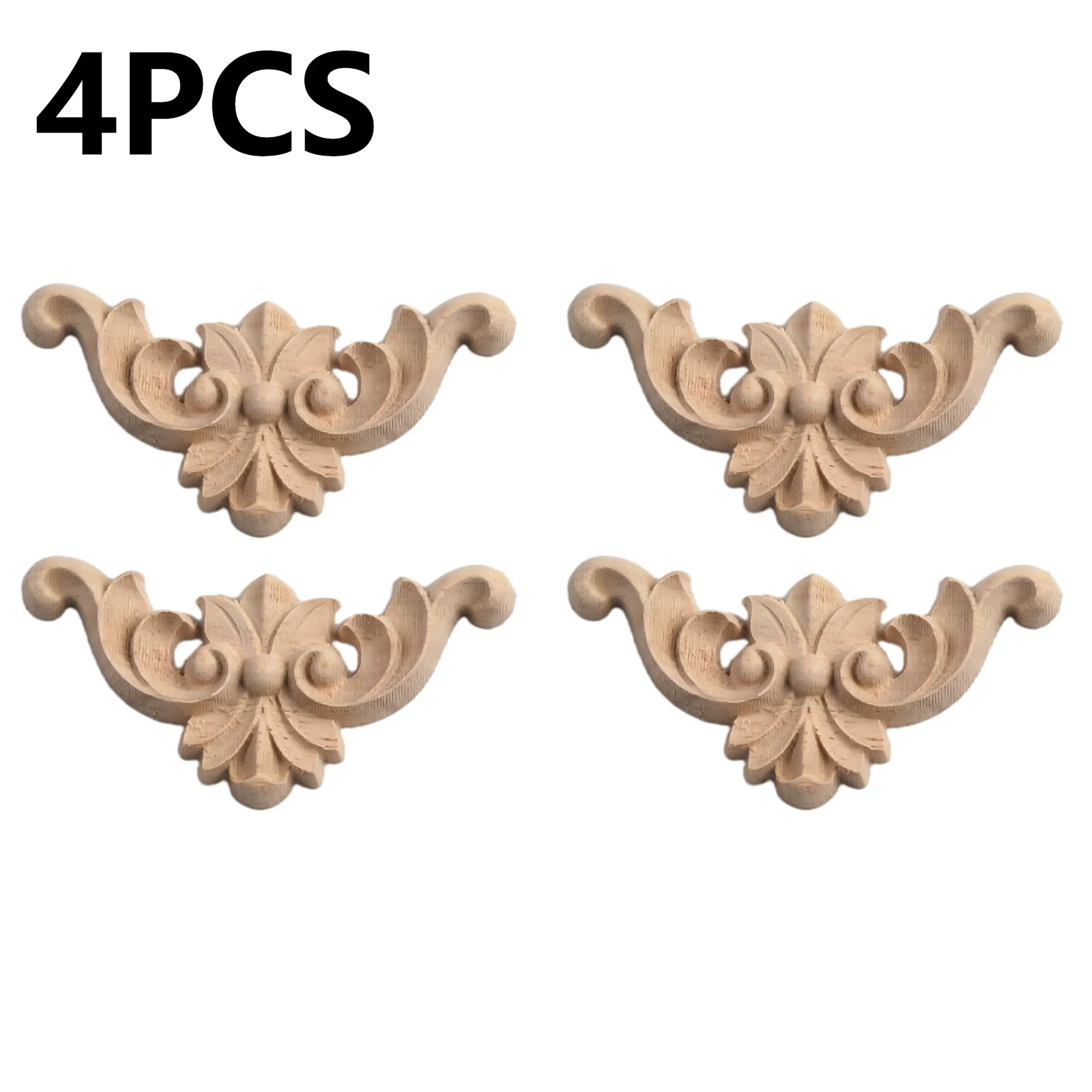 4pc/set Wooden Carved Corner Onlay Applique Furniture Mouldings Decal DIY Corner Onlay Decoration Frame Decor Cupboard Cabinet