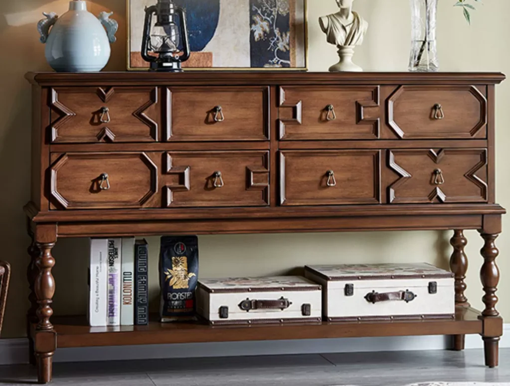 French black solid wood porch cabinet, retro living room aisle, antique chest cabinet, partition cabinet, screen against